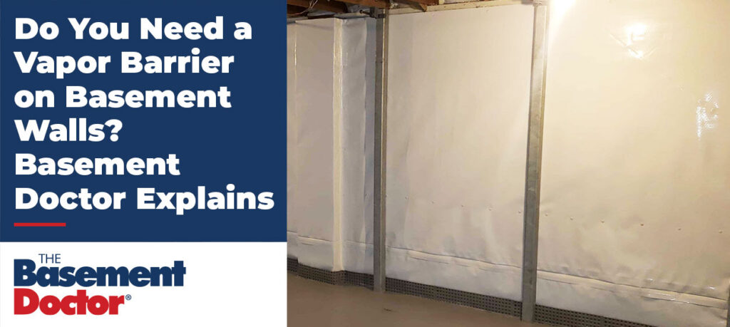 Vapor barrier installed on basement walls with support beams and drainage flashing, demonstrating how vapor barrier basement walls help control moisture.